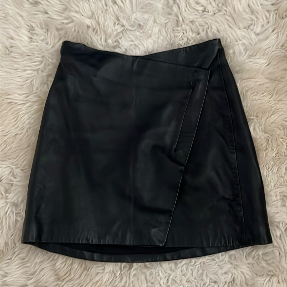 MARKOO, Black Leather Skirt